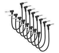 QUARKZMAN 8 Pcs Câbles De Guitare Patch 12 Inch Câble De Pédalier 1/4 Inch Injection Tête Ronde TS Angle Droit Câble Patch Effet Guitare Pour Instrument Effet Pedal Mixing Console, Noir