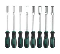 QUARKZMAN 8 Pcs ouille Hexagonale Métrique 7mm-14mm CR-V Embout Non Magnétique Arbre Creux Tournevis À Six Pans Avec Manche Pour Automobile Réparation Bit Driver, Vert/Noir