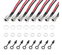 QUARKZMAN 8 PCS DC-099 DC Power Jack Cord Socket, 30V 10A 5.5x2.1mm 2Pin Panel Mounting Connector Socket with Nut Washer Waterproof Cap Pre-Soldered Wires for Electronics Devices, 100mm