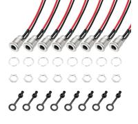 QUARKZMAN 8 PCS DC-099 DC Power Jack Cord Socket, 30V 5A 5.5x2.1mm 2Pin Panel Mounting Connector Socket with Nut Washer Waterproof Cap Pre-soldered Wires for Electronics Devices, 200mm