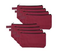 QUARKZMAN 8 Pcs De Maquillage en Coton Toile, 7.5x5.1 Poche De Maquillage avec Fermeture Eclair Et Laniere, Poches Multifonctions Vierges pour DIY, A Crayons pour Femmes, Rouge Fonce