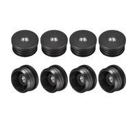 QUARKZMAN 8 Pcs Embouts Filetés en Plastique avec Filetage M8, pour Tube Rond de 35 mm OD, Bouchon en Plastique Noir Réglable pour Chaise à roulettes, Embouts de Pied de Meuble