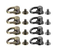 QUARKZMAN 8 Pièces de Boutons à Tête de Bille avec Anneau en D, Rivets à Vis de 12mm pour La Confection de Sacs en Cuir Diy, Tons Bronze, Noir Métallisé