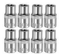 QUARKZMAN 8 pièces douilles E-Torx 1/2" E14 externes, profondes en Cr-V 6 cannelures, femelles E Torx pour réparations auto, entretien maison, bricolage, longueur 1,5"