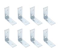 QUARKZMAN 8 Pièces Équerre en L 4 Trous 1-5/8" 1/2" Argent | Acier électro-galvanisé, pour rail de canalisation, pour parkings souterrains d'immeubles de grande hauteur
