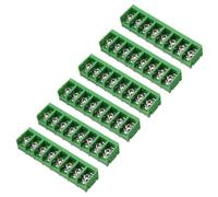 QUARKZMAN 8 Positions Terminal Block, 2.99"x0.7" 300V 30A 9.5mm Pitch PA66 Single Row PCB Mount Screw Terminals Strip Pack Of 6, Green