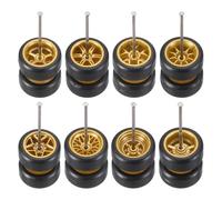 QUARKZMAN 8 Set 1/64 Roues Et Pneus Set Real Riders Jantes Kit 5 Jantes Or | Comprend Axes Pour RC Diecast Voiture DIY Modèle