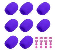 QUARKZMAN 8 Set Couverture Microphone Mousse Pour Micro, Avec 1.34" Anneau Silicone Protection Micro Et Manchon Anti-Roulis Pour Karaoke DJ Concert Théâtre, Violet