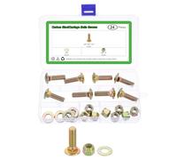 QUARKZMAN 8 Set De Boulons À Tête Ronde Et Écrous Kit, 3/8"-16x1-1/4" Acier Au Carbone Boulons À Tête Ronde Et Col Carré Et Écrous Hexagonaux Et Rondelles Plates - Multicolore