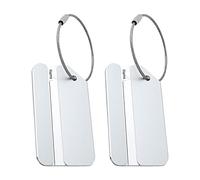 QUARKZMAN 8 x 4.2 x 0.2cm Bagage Étiquette Carte Support x 2Pcs Aluminium Métal pour Valise, Sac-à-Main et Ordinateur portable Sac, [Argent Ton]