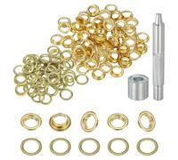 QUARKZMAN 80 Jeux De Rivets Œillets 8mm Kit Œillets Cuivre Avec Rondelles & Outil De Pose Pour Tissu Rideau Bâche Ceinture Cuir Chaussures Sac DIY, Or