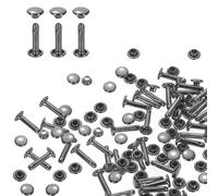 QUARKZMAN 80 Pcs Rivets à Double Capuchon en Acier au Carbone, 6mm x 12mm Rivet à Visser de Remplacement en Métal, Kit de Fixation pour Cuir à Double Tête pour Sac, Accessoire, Noir