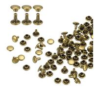 QUARKZMAN 80 Pcs Rivets à Double Capuchon en Acier au Carbone, 6mm x 6mm Rivet à Visser de Remplacement en Métal, Kit de Fixation pour Cuir à Double Tête pour Sac, Accessoire, Bronze