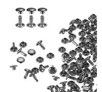 QUARKZMAN 80 Pcs Rivets à Double Capuchon en Acier au Carbone, 7mm x 8mm Rivet à Visser de Remplacement en Métal, Kit de Fixation pour Cuir à Double Tête pour Sac, Accessoire, Noir