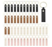 QUARKZMAN 80 Pièces Ébauches de porte-clés Cuir PU 3.7" x 0.7" | Noir/Blanc/Caramel/Rose, en vrac, pour gravure laser, avec anneaux, pour bricolage et cadeaux