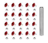 QUARKZMAN 80 Pièces Rivets à Strass 10mm Argent Rouge