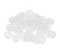 QUARKZMAN 80Pcs 32L Boutons de Couture 3/4"(20mm) Résine Ronde Plate 4 Trous Boutons Artisanaux Bouton Patchwork pour la Couture de Vêtements et le Bricolage, Blanc