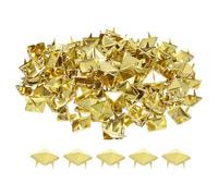 QUARKZMAN 80Pcs Rivet Pyramide Carrée, 10mm Clous à Quatre Griffes, Clou Punk Rock Cuivré pour Vêtements, Sacs, Chaussures en Cuir (Doré)