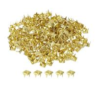 QUARKZMAN 80Pcs Rivet Pyramide Carrée, 4mm Clous à Quatre Griffes, Clou Punk Rock Cuivré pour Vêtements, Sacs, Chaussures en Cuir (Doré)