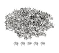 QUARKZMAN 80Pcs Rivet Pyramide Carrée, 4mm Clous à Quatre Griffes, Clou Punk Rock Cuivré pour Vêtements, Sacs, Chaussures en Cuir (Argenté)