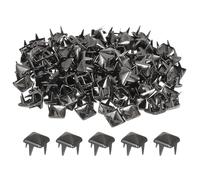 QUARKZMAN 80Pcs Rivet Pyramide Carrée, 6mm Clous à Quatre Griffes, Clou Punk Rock Cuivré pour Vêtements, Sacs, Chaussures en Cuir (Noir Métallisé)