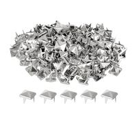 QUARKZMAN 80Pcs Rivet Pyramide Carrée, 7mm Clous à Quatre Griffes, Clou Punk Rock Cuivré pour Vêtements, Sacs, Chaussures en Cuir (Argenté)