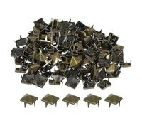 QUARKZMAN 80Pcs Rivet Pyramide Carrée, 9mm Clous à Quatre Griffes, Clou Punk Rock Cuivré pour Vêtements, Sacs, Chaussures en Cuir (Bronze)