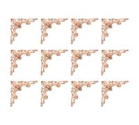 QUARKZMAN 80Pcs Vintage Flat Corner Bracket, 1.6" x 1.6" Metal Desk Book Corner Protectors Hollow Decorative Edge Cover pour Furniture Jewelry Box Gifts Box, Rose Gold
