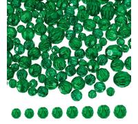 QUARKZMAN 850 Pcs Perles Ronde En Acrylique Facettées 6mm 8mm 10mm 12mm Perles Cristal Espaceur Pour Bracelets Colliers Porte-Clés DIY Bijoux Fabrication, Vert Foncé