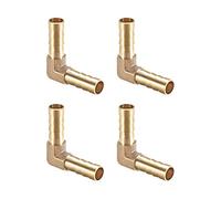 QUARKZMAN 8mm Dia 90 Degré Raccord cannelé en Laiton Tuyau Raccord x 4PCS Coude Connecteur Coupleurs pour Tuyau Connexion, [Doré]