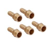 QUARKZMAN 8mm Raccord cannelé à 1/4BSP Filet Mâle Tuyau x 5PCS Droit Laiton Rapide Raccord cannelé Tuyau pour Air Eau Carburant Pneumatique Tuyau, Or