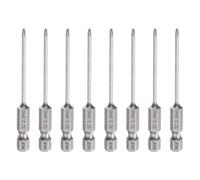 QUARKZMAN 8Pcs #0 Embouts Phillips PH0 Tige Hexagonale 1/4" Longueur 2.6" (65mm) Tige 2mm Magnétique Tête Cruciforme Embouts De Perçage Acier S2 Tournevis Industriel Pour Outils, Gris