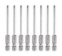 QUARKZMAN 8pcs #0 Phillips Embouts PH0 Tige Hexagonale 1/4" Longueur 3" (75mm) Tige 2.5mm Magnétique Tête Croisée Embouts De Perçage Acier S2 Tournevis Pour Outils Électriques, Gris