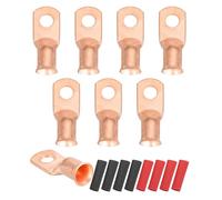 QUARKZMAN 8Pcs 1 AWG M8 Bornes De Batterie À Oeil, 5/16" 8mm Embout À Cosses À Serrer Pour Fil En Cuivre, 2:1 Gainage Thermorétractable, Doré