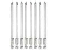 QUARKZMAN 8pcs #1 Phillips Embout Tournevis PH1 Tige Hexagonale 1/4" Longueur 4.3" (110mm) Diamètre 4.5mm Magnétique À Tête Cruciforme Acier S2 Pour Outils, Gris