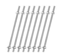 QUARKZMAN 8Pcs 8/32 Pouce Tiges Filetées M4 avec 16Pcs Écrous Hexagonaux et Rondelles 4 Pouces 201 Acier Inoxydable Filetages Complets à Droite pour Crochets, U-Boulons, Argent