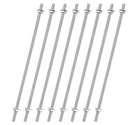 QUARKZMAN 8Pcs 8/32 Pouce Tiges Filetées M4 avec 16Pcs Écrous Hexagonaux et Rondelles 6 Pouce 201 Acier Inoxydable Filetages Complets à Droite pour Crochets, U-Boulons, Argent