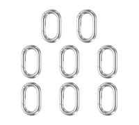 QUARKZMAN 8pcs Anneau À Ressort O Ring Clip, Attache Métallique À Ressort Pour Porte-Clés, Fermoir Rectangulaire Arrondi Pour Accessoires De Lanière Cuir DIY Artisanat, Argenté, Moyen