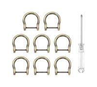 QUARKZMAN 8pcs Anneaux en D À Vis avec Attache 3/4" Métal Fer À Cheval Forme U Demi-Cercle Anneau en D Porte-Clés avec Tournevis pour DIY Artisanat Cuir Accessoires Collier, Or Noir Brossé