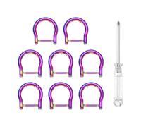 QUARKZMAN 8pcs Anneaux en D avec Vis pour Attache 3/4" en Métal en Forme De Fer À Cheval en U Demi-Cercle Porte-Monnaie avec Tournevis pour DIY Artisanat en Cuir Accessoires, Colorés