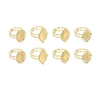 QUARKZMAN 8Pcs Base de Bague En Acier Inoxydable, 8x6/14x10mm Plateau Réglable Pour Gemme, Support Plat De Bague Pour Création De Petit Objetx DIY, Or