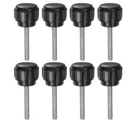 QUARKZMAN 8Pcs Boutons de Serrage Cannelés M3 x 20mm en Acier au Carbone Zingué Métrique à Filetage Mâle Vis à Pouce Sur Tête Ronde en Plastique de 14mm Boulon à Main Fileté