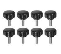 QUARKZMAN 8Pcs Boutons de Serrage Cannelés M4 x 12mm Métrique en Acier Inoxydable 304 Vis à Pouce Mâle à Tête Ronde en Plastique de 18mm Boulon à Main Fileté Boutons d'Étude Noirs