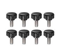 QUARKZMAN 8Pcs Boutons de Serrage Cannelés M6 x 12mm Métrique 304 Acier Inoxydable Vis à Pouce Mâle à Tête Ronde en Plastique de 18mm Boulon à Main Fileté Boutons d'Étude Noirs