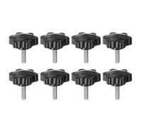 QUARKZMAN 8Pcs Boutons Étoile M6 x 20mm Tige Filetée en Acier Inoxydable 304 Tête en Plastique 6 Étoiles Vis à Serrage Manuel Poignée de Serrage, Noir