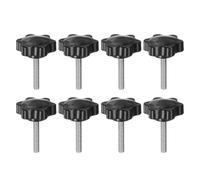QUARKZMAN 8Pcs Boutons Étoile M6 x 35mm Tige Filetée en Acier Inoxydable 304 Tête en Plastique 6 Étoiles Vis à Serrage Manuel Poignée de Serrage, Noir