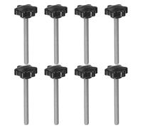 QUARKZMAN 8Pcs Boutons Étoile M8 x 100mm en Acier Inoxydable 304 Tige Filetée Tête en Plastique 6 Étoiles Vis à Main à Serrage Manuel Poignée de Serrage, Noir
