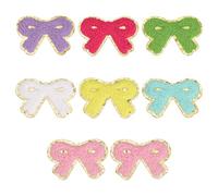 QUARKZMAN 8Pcs Bow Chenille Patches, Self Adhesive Embroidered Applique Patch Sew On Patches Chenille Sticker Pour DIY Clothing Fabric Clothing Hats Shoes Bags, 7 Colors