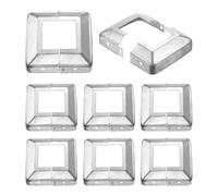 QUARKZMAN 8Pcs Cache-Base De Poteau, 3.25"x3.25" (Taille Interne 1.6"x1.6") Cache-Poteau Métallique Style Fendu, Enveloppe De Colonne Pour Poteau De Clôture Deck, Silver