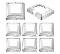 QUARKZMAN 8Pcs Cache-Base De Poteau, 4.75"x4.75" (Taille Interne 2.5"x2.5") Jupe De Poteau En Métal Style Fendu, Enveloppe De Colonne Pour De Clôture Deck Balustre Rampe D'Escalier, Argenté